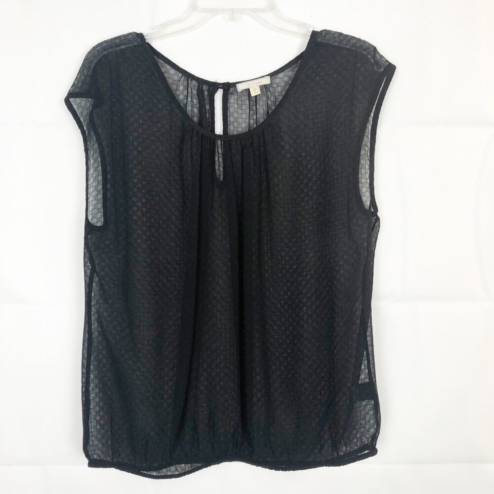 Pleione Workwear Sheer Black Top Size Medium Sleeveless